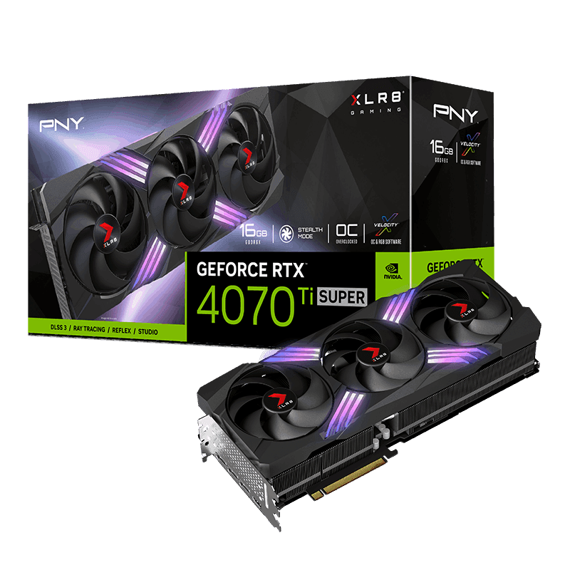PNY GeForce RTX™ 4070 Ti SUPER 16GB XLR8 Gaming VERTO™ EPIC-X RGB™ Overclocked Triple Fan DLSS 3