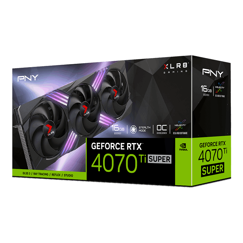 PNY GeForce RTX™ 4070 Ti SUPER 16GB XLR8 Gaming VERTO™ EPIC-X RGB™ Overclocked Triple Fan DLSS 3