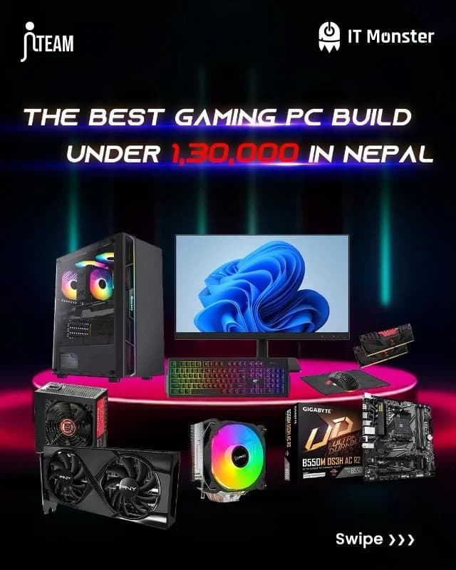 Gaming PC Budget Ryzen 5 5600  | 8 GB RTX 5060 GFX  |16GB RAM Gaming | 512 GB NVME | 24" 100 Hrz IPS Monitor | B550 Motherboard