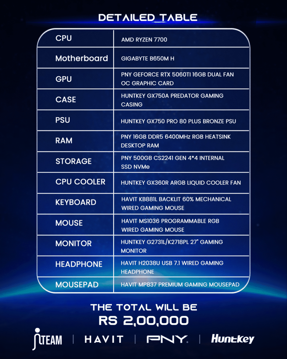 Gaming PC  Ryzen 7 7700 |16GB RTX 5060TI GFX  | 16GB DDR5 6400 Mhz RGB RAM | 512 GB NVME | 27" 180 Hrz Height Adjustable Rotatable Monitor | B650 Motherboard